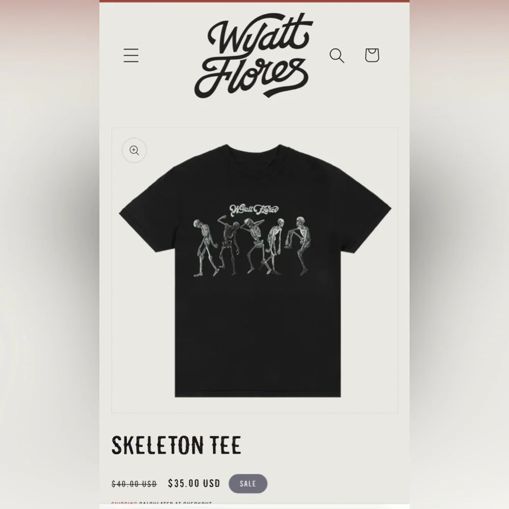 Wyatt Flores Black Skeleton T-Shirt - Picture 4 of 4